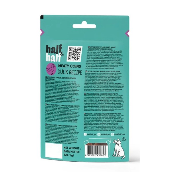 Фото - Лакомство для собак Half&Half мясные монетки с уткой 100 г (4823082431823)