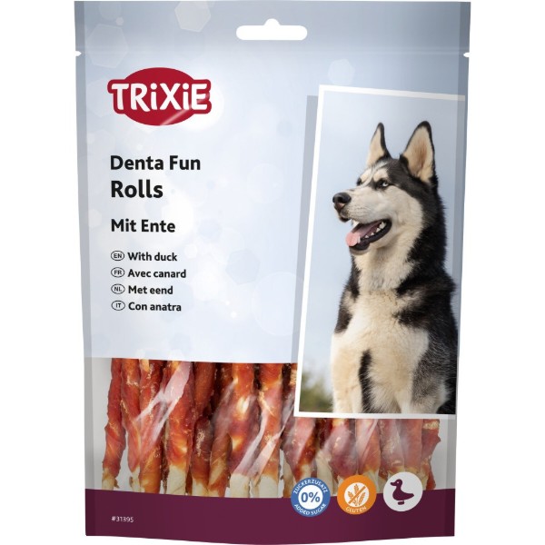 Фото - Лакомство для собак Trixie Denta Fun Chewing Rolls с уткой 240 г 30 шт. (4011905313955)