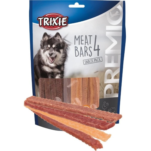 Фото - Ласощі для собак Trixie Premio 4 Meat Bars з куркою качкою бараниною та лососем 4х100 г (4011905318530)