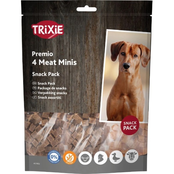 Фото - Ласощі для собак Trixie Ласощі Trixie Premio 4 Meat Minis для собак з куркою качкою яловичиною та бараниною 4х100 г 