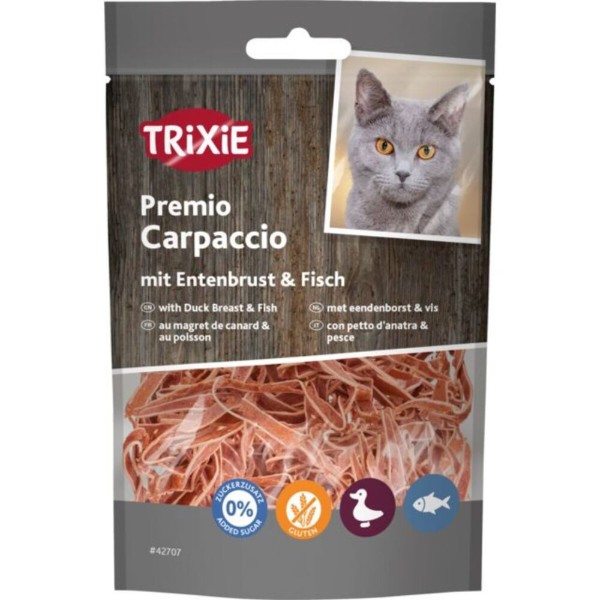 Фото - Ласощі для котів Trixie Premio Carpaccio з качкою та рибою 20 г (4011905427072)