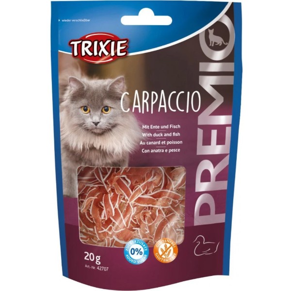 Фото - Ласощі для котів Trixie Premio Carpaccio з качкою та рибою 20 г (4011905427072)