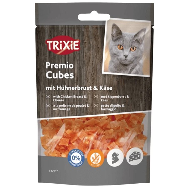 Фото - Ласощі для котів Trixie Premio Cheese Chicken Cubes кубики з куркою та сиром 50 г (4011905427171)