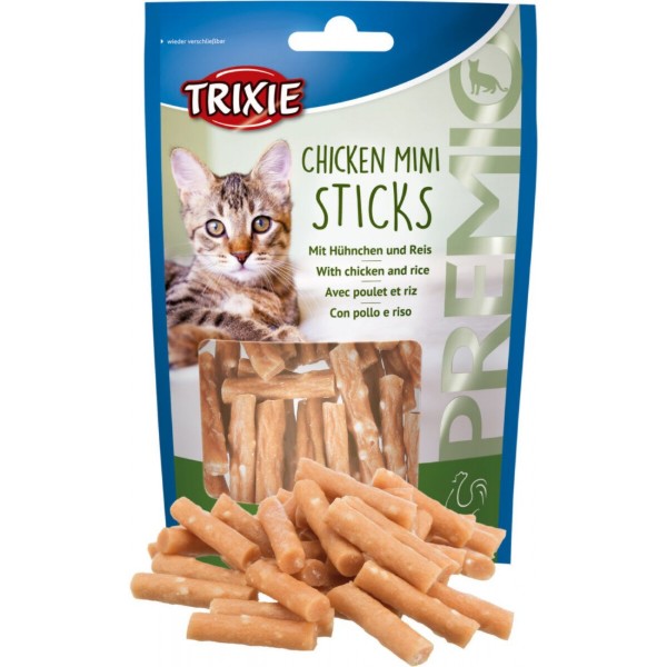 Фото - Ласощі для котів Trixie Premio Chicken Mini Sticks з куркою та рисом 50 г (4011905427089)