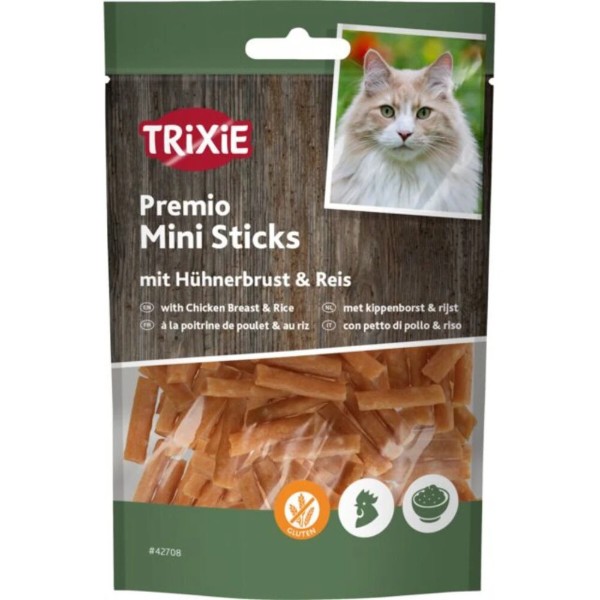 Фото - Ласощі для котів Trixie Premio Chicken Mini Sticks з куркою та рисом 50 г (4011905427089)