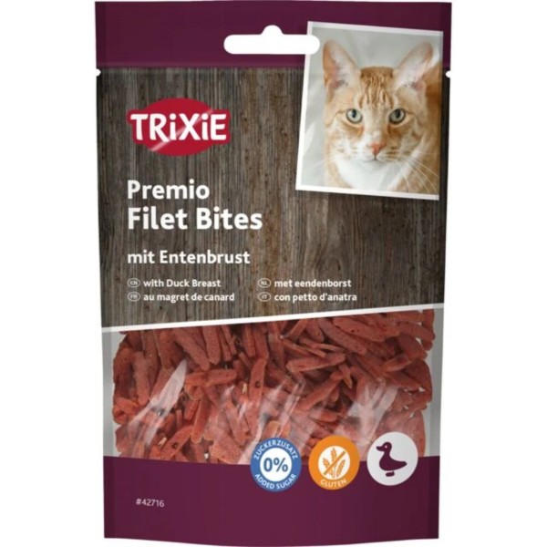 Фото - Ласощі для котів Trixie Premio Duck Filet Bites сушене філе качки 50 г (4011905427164)