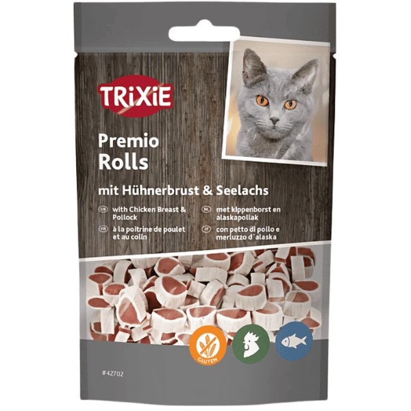 Фото - Ласощі для котів Trixie Premio Fish Chicken Rolls роли з куркою та рибою 50 г (4011905427027) Фото - Ласощі для котів Trixie Premio Fish Chicken Rolls роли з куркою та рибою 50 г (4011905427027)
