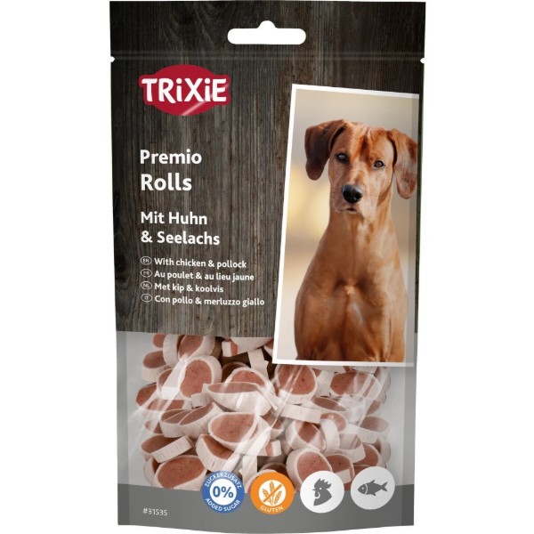 Фото - Ласощі для собак Trixie Ласощі Trixie Premio Fish Chicken Rolls для собак роли з куркою та лососем 75 г