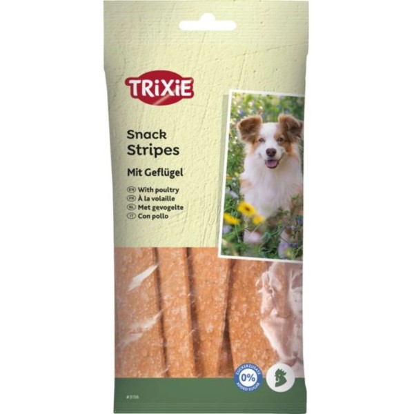 Фото - Ласощі для собак Trixie Snack Stripes with Poultry з м’ясом домашніх птахів 10 шт. 100 г (4011905031569) Фото - Ласощі для собак Trixie Snack Stripes with Poultry з м’ясом домашніх птахів 10 шт. 100 г (4011905031569)