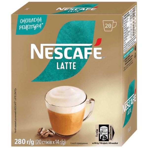 Фото - Кава розчинна Nescafe Latte 20 стіків по 14 г