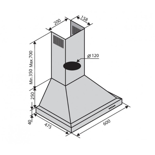 Фото - Вытяжка декоративная Ventolux LAZIO 60 WH (750)