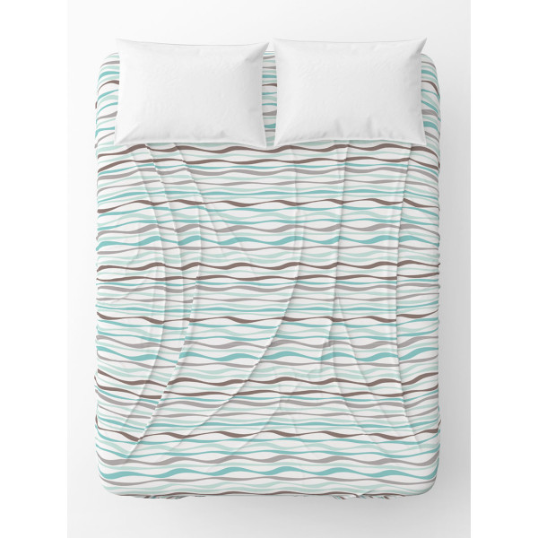 Фото - Простирадло полуторне Home Line бязь 145Х215 хвиля бірюзова (165389)