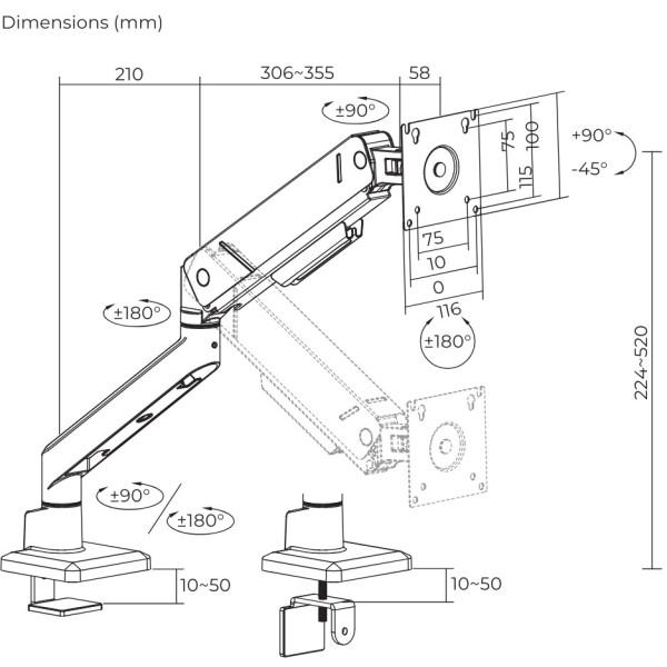 Фото - Кріплення настільне iTECH LDT115-C012E
