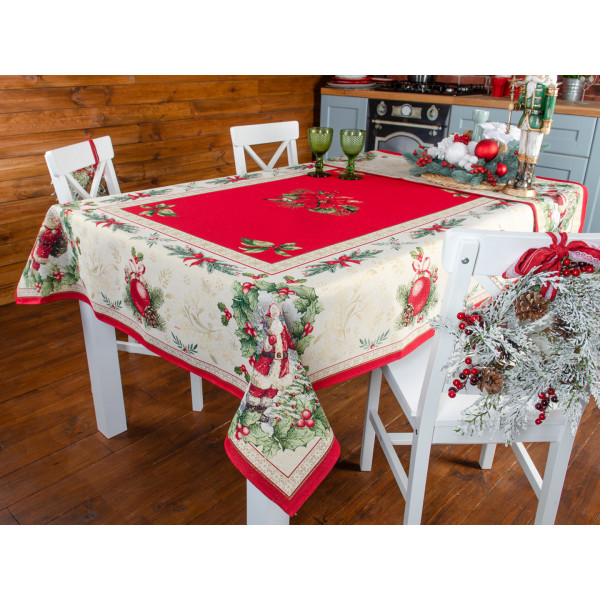 Фото - Скатерть прямоугольная Lefard гобеленовая новогодняя с люрексом Deniska 140x180 см (716-164)