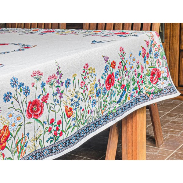 Фото - Скатертина квадратна Lefard гобелен Chamomille 140х140 см (732-010)