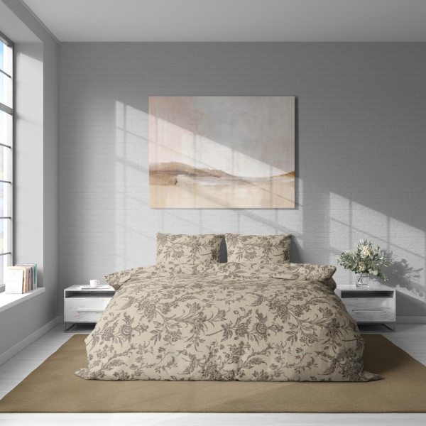 Фото - Комплект постільної білизни Lelit Полісатин Бежево-Білий P-0166 полуторний (1196968)