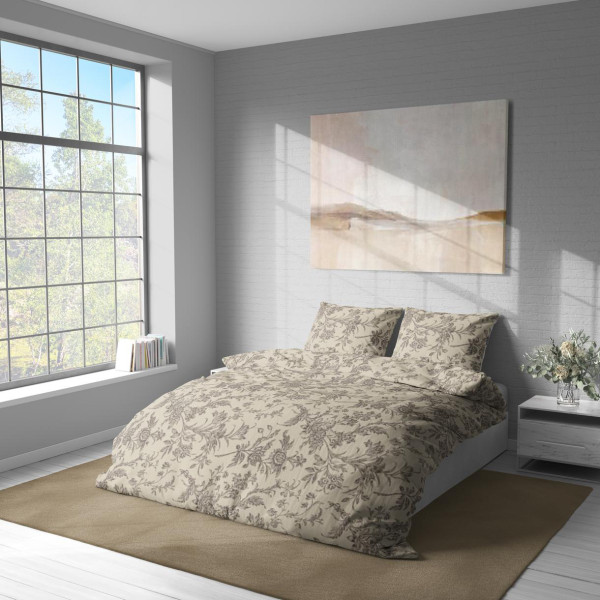 Фото - Комплект постільної білизни Lelit Полісатин Бежево-Білий P-0166 полуторний (1196968)