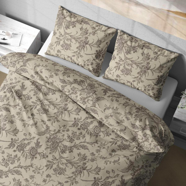 Фото - Комплект постільної білизни Lelit Полісатин Бежево-Білий P-0166 полуторний (1196968)