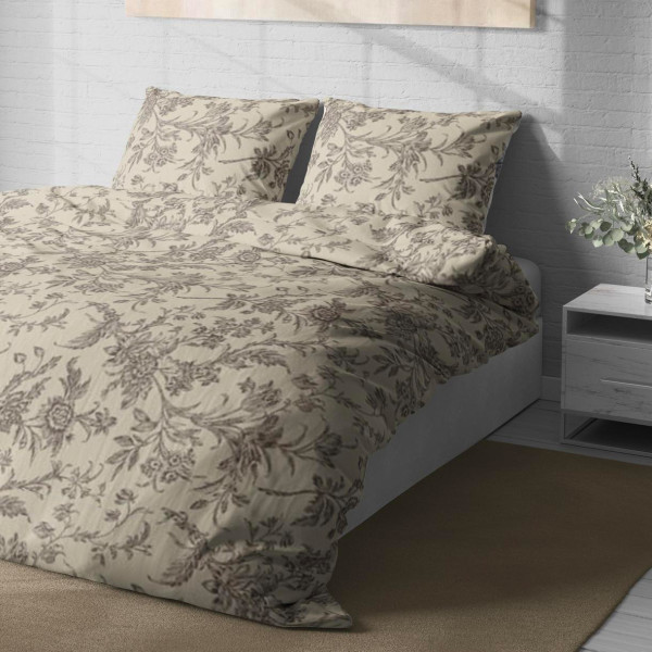 Фото - Комплект постільної білизни Lelit Полісатин Бежево-Білий P-0166 полуторний (1196968)