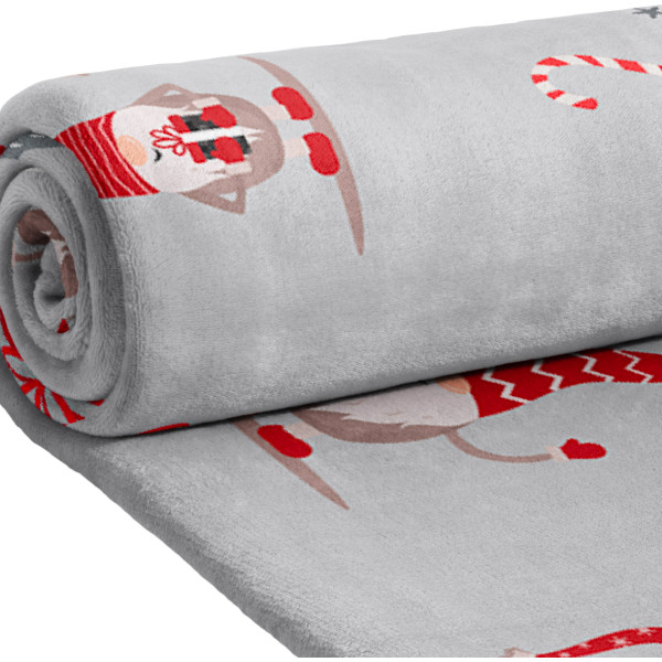 Фото - Плед полуторний Lelit Новорічний Сірий з гномами 150х200 см (1201617)