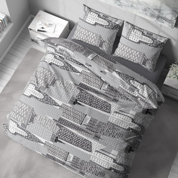 Фото - Комплект постільної білизни Lelit Бязь Сірий з принтом B-1185 полуторний (1198745)