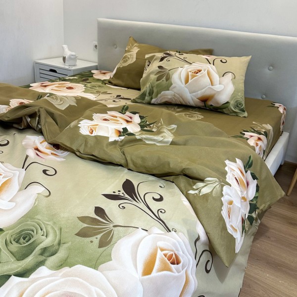 Фото - Комплект постільної білизни Lelit P-0108 Полікотон Коричнево-Зелений сімейний (1194858)