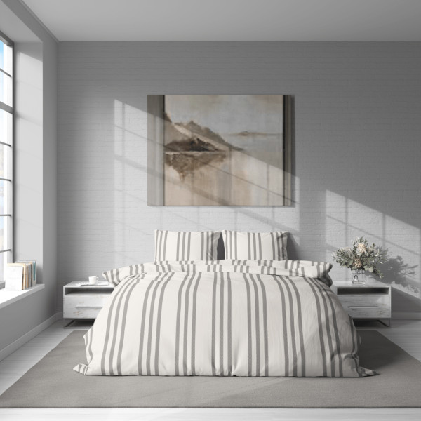 Фото - Комплект постільної білизни Lelit Полісатин Молочний з сірим P-0161 двоспальний (1196936)