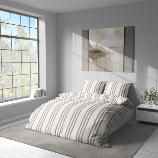 Фото - Комплект постільної білизни Lelit Полісатин Молочний з сірим P-0161 двоспальний (1196936)