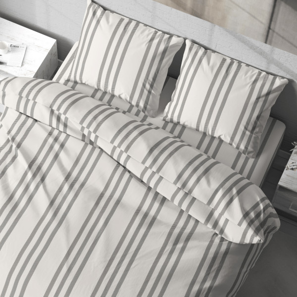 Фото - Комплект постільної білизни Lelit Полісатин Молочний з сірим P-0161 двоспальний (1196936)