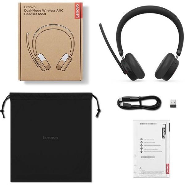 Фото - Навушники накладні бездротові Lenovo Dual-Mode Wireless ANC Headset 6550 (4XD1S19777)