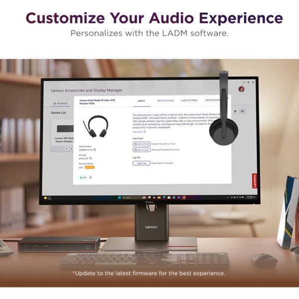 Фото - Навушники накладні бездротові Lenovo Dual-Mode Wireless ANC Headset 6550 (4XD1S19777)