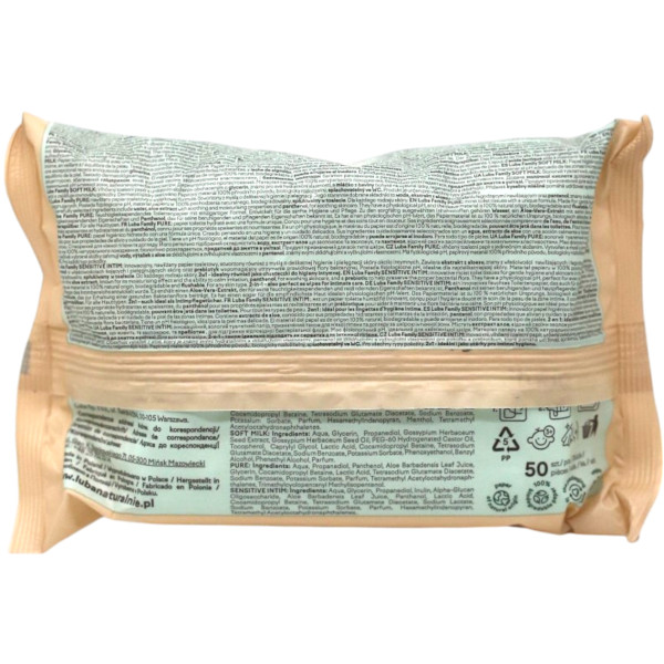 Фото - Вологий туалетний папір Luba Family Sensitive Intim 50 шт. (LFTPVSI50)