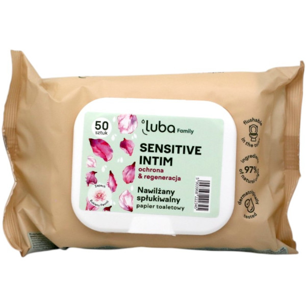Фото - Вологий туалетний папір Luba Family Sensitive Intim 50 шт. (LFTPVSI50)