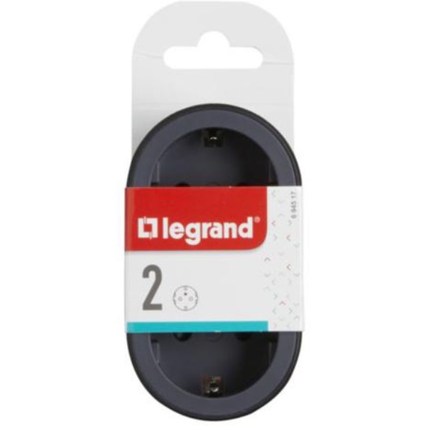 Фото - Разветвитель 220В Legrand 2 sockets Black (694517)