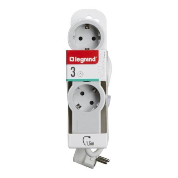Фото - Подовжувач 220В Legrand STANDARD 3x2K+3 sockets 16 A 1.5 m White/Grey (694549)