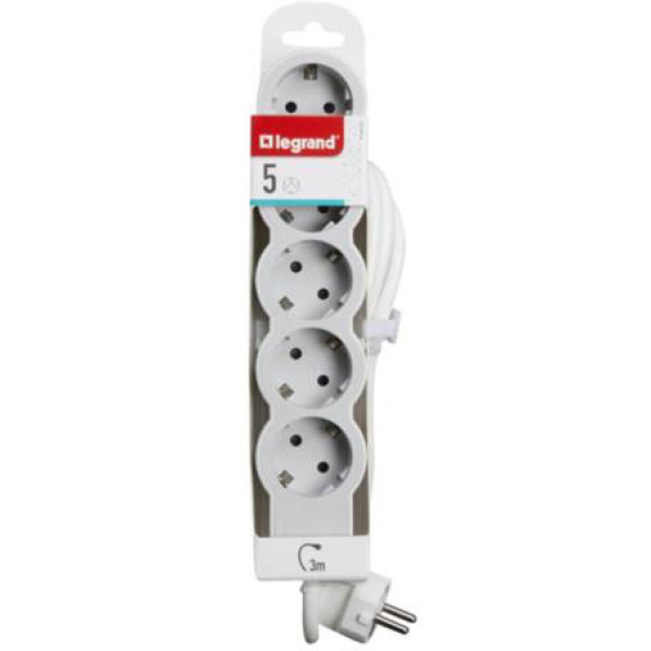 Фото - Подовжувач 220В Legrand STANDARD 5x2K+3 sockets 3m White/Grey (694563)