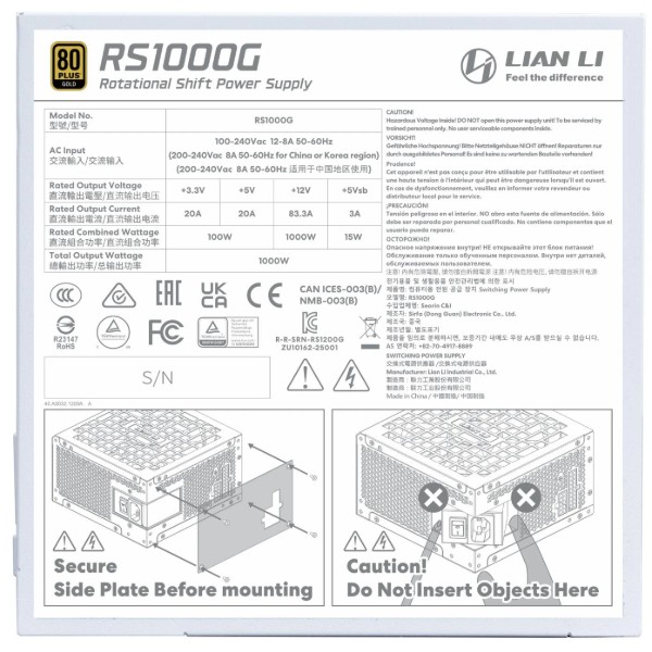 Фото - Блок питания для ПК Lian Li ATX3.1 1000W (G9P.RS1000G.W000.EU)
