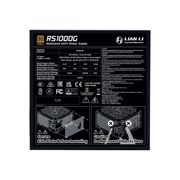 Фото - Блок живлення для ПК Lian Li RS Gold RS1000G Black (G9P.RS1000G.BH00.EU)