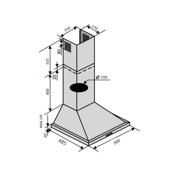 Фото - Витяжка декоративна Ventolux LIDO 50 WH (700)