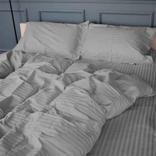 Фото - Комплект постельного белья детский MirSon Satin Stripe 30-0010 Light Gray 110х140 (2200005246146)