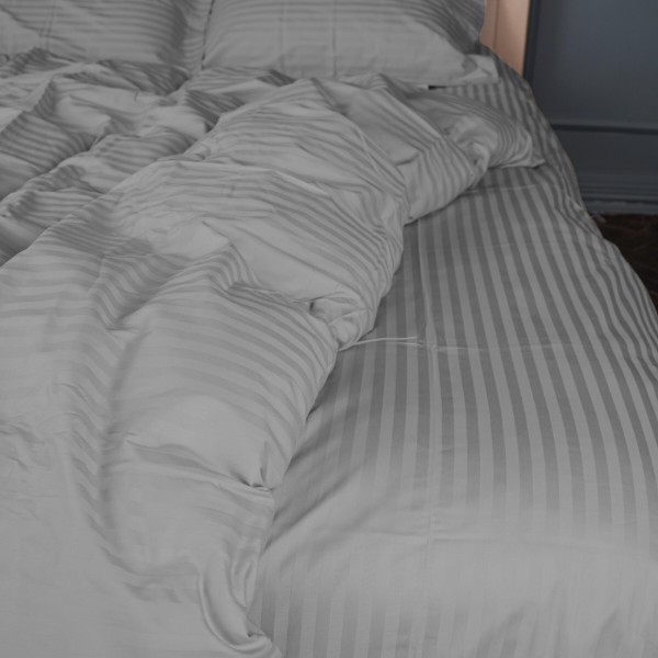 Фото - Комплект постельного белья детский MirSon Satin Stripe 30-0010 Light Gray 110х140 (2200005246146)