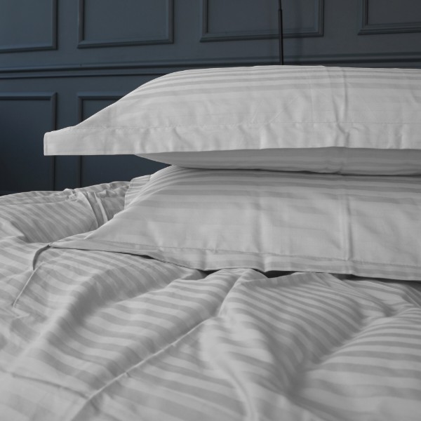 Фото - Комплект постельного белья детский MirSon Satin Stripe 30-0010 Light Gray 110х140 (2200005246146)