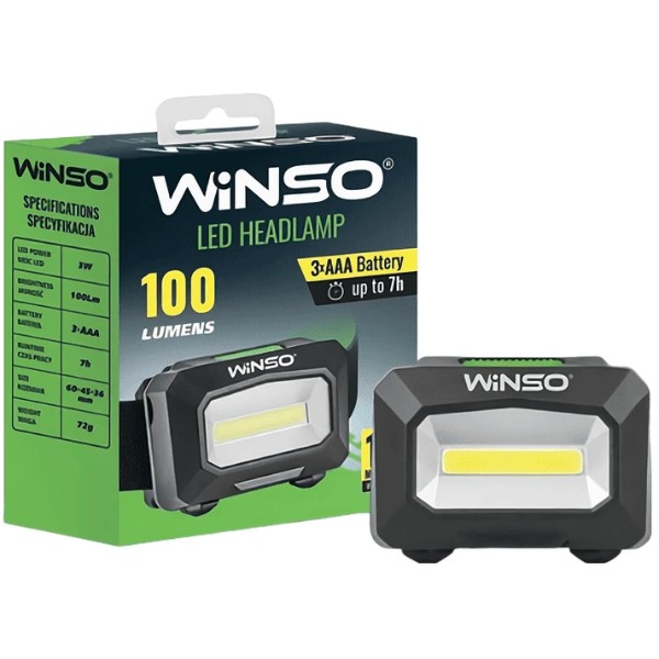 Фото - Фонарь налобный Winso 100Lm, 3W COB, 3xAAA, White/Red (750100)