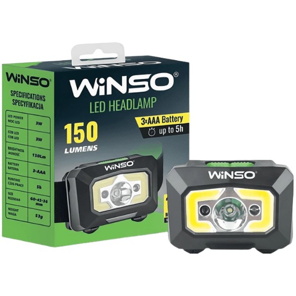 Фото - Фонарь налобный Winso 150Lm, 3W XPE+ COB, 1200mAh, Sensor White/Red (750300)