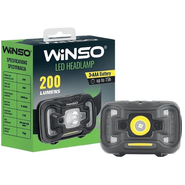 Фото - Фонарь налобный Winso 200Lm, 5W CREE XTE + COB, 3xAAA, Sensor White/Red (750400)