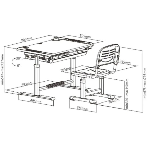 Фото - Комплект меблів шкільний 2 елементи FunDesk Littonia Grey