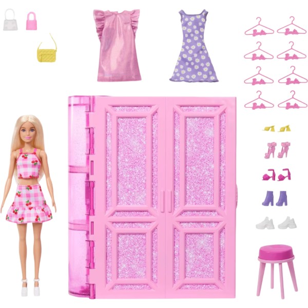 Фото - Игровой набор Barbie Стильная гардеробная с куклой (HXD58)