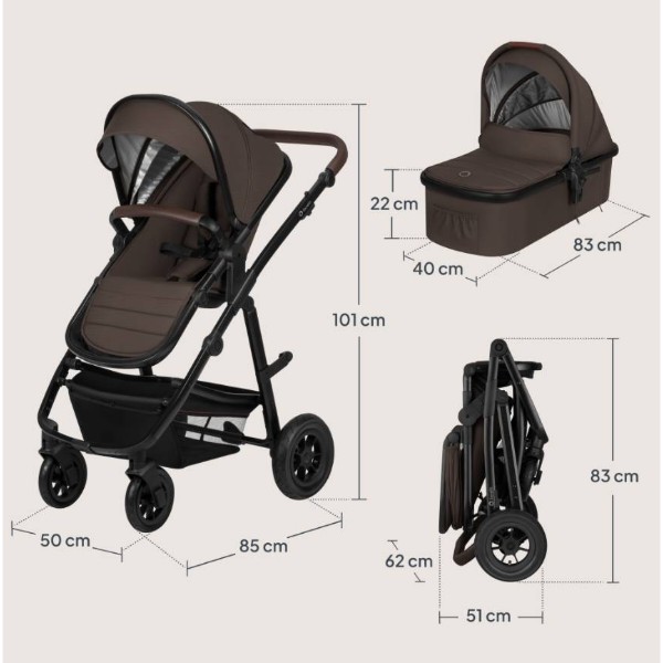 Фото - Коляска універсальна 3 в 1 Lionelo LO-AMBER 3IN1 BROWN CHOCOLATE