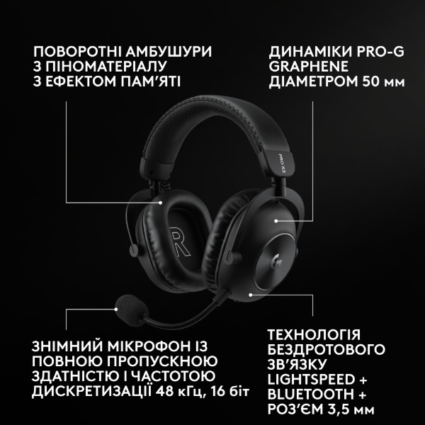 Фото - Гарнитура беспроводная игровая Logitech G PRO X3 Lightspeed Black (981-001740)