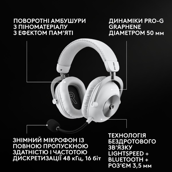 Фото - Гарнитура беспроводная игровая Logitech G PRO X3 Lightspeed White (981-001748)